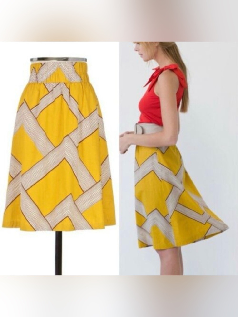 Anthropologie Barila Mid Century Modern A-line skirt Women’s S